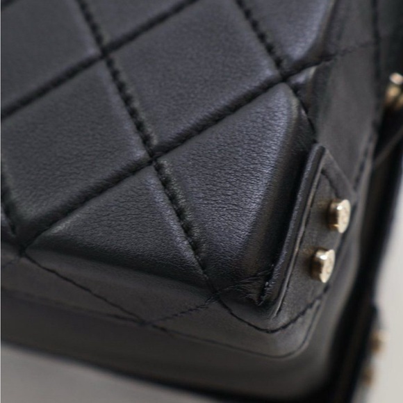 Chanel  Calfskin Quilted Studded Square Vanity Case Black - Picture 7 of 15